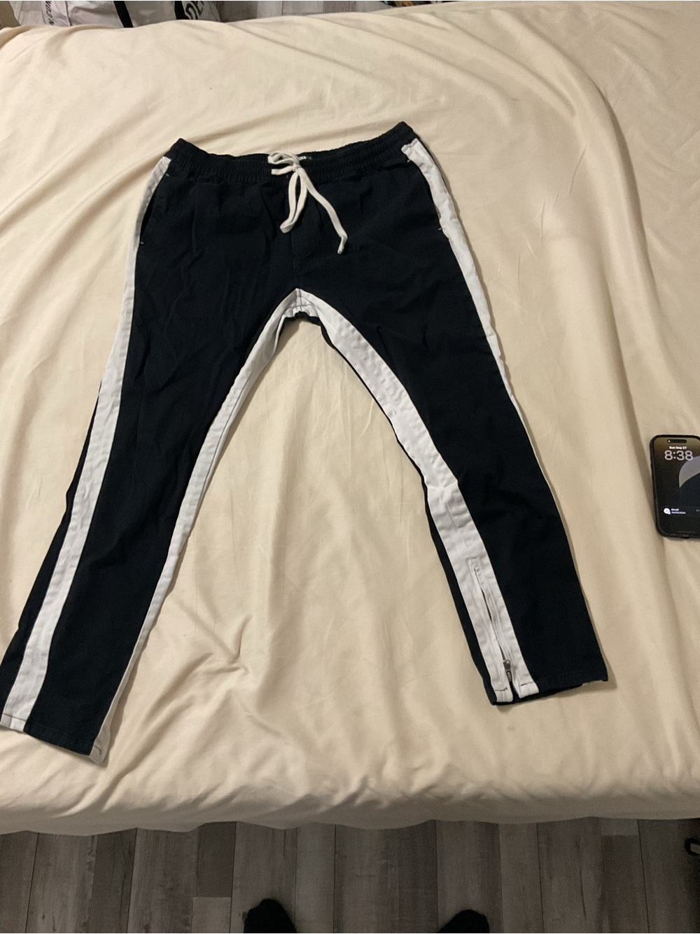 Fashion Nova Black Joggers with White Side Stripes
